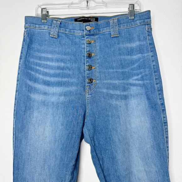 Veronica Beard Sheridan Bell Bottom Jeans Lakeshore Wash Size 32 High Rise - Picture 4 of 11